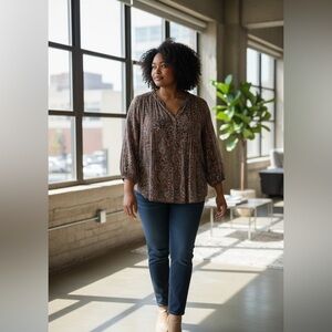 St. John's Bay Brown Floral Blouse